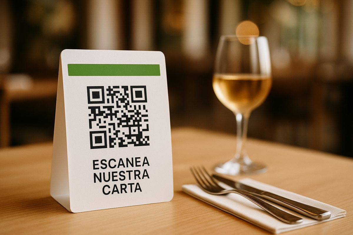 Table tent with the QR code of a restaurant menu